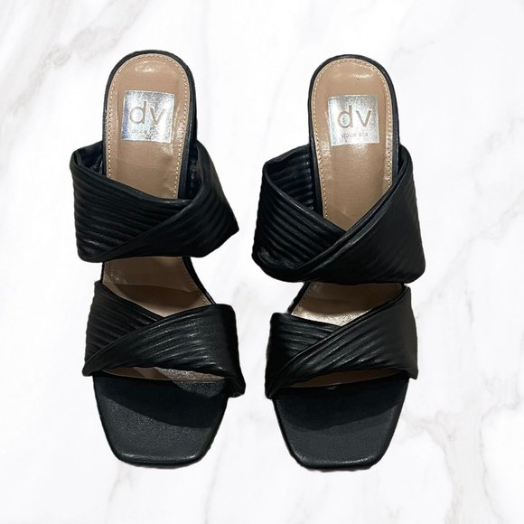 NWOT Dolce Vita Women's Black Emeley Slip-On Double Band Heeled Sandals, Size 10 - Picture 3 of 8